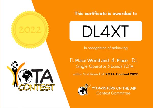 DL4XT YOTA 2022 2 award